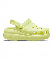 Crocs Classic Crush Sulphur оригинальные, Кроксы женские на платформе Краш салатовые оригинал + коробка