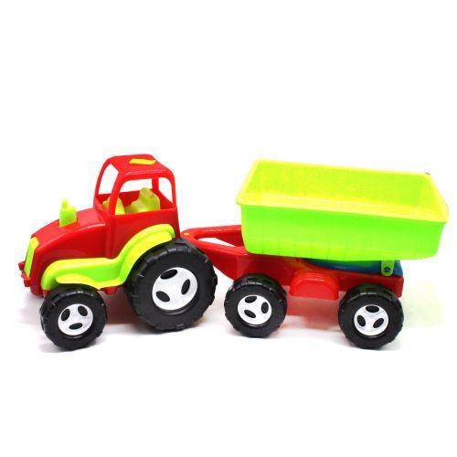 Трактор з причепом (червоний), фото 1