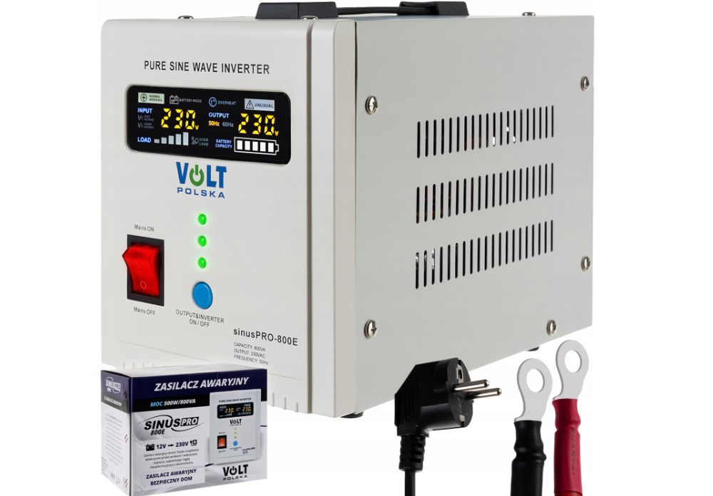 Перетворювач безперебійного живлення SINUS PRO ДБЖ Volt Polska 3SP080012E 800 ВА 500 Вт + кабель AGM