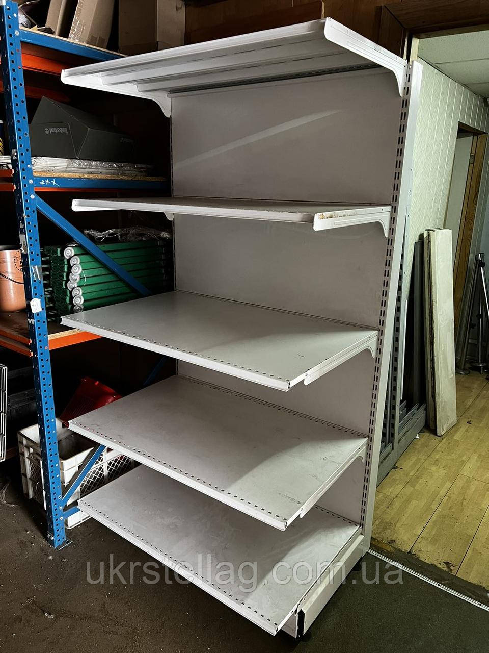 Білий стелаж-бу. Торговий стелаж-бу. Металевий стелаж бу, фото 1