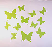 Наклейки на стену 12 шт 3D бабочек салатовые Б130