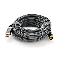 Кабель VEGGIEG HA-10 HDMI-HDMI 4K UHD, 10.0m, v2,0, OD-4.0mm, круглий, Black, конектор Black-Metal, Box