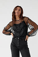 Легкая блуза из прозрачного фатина Paccio - черный цвет, L