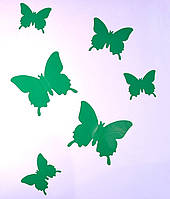 Наклейки на стену 12 шт 3D бабочек зеленый Б130