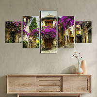 Модульная картина из 5 частей на холсте KIL Art Маленькая цветущая улица Прованса 112x54 см (330-52)