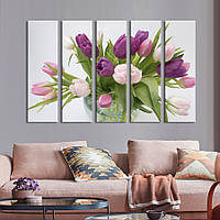 Картина на холсте KIL Art Шикарный букет тюльпанов в вазе 132x80 см (1002-51)