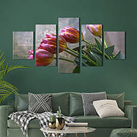 Картина на холсте KIL Art Изысканный букет тюльпанов 187x94 см (1004-52)
