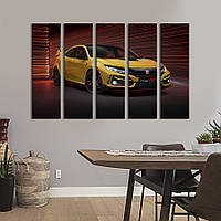 Картина на холсте KIL Art Жёлтая машина Хонда 132x80 см (1329-51)
