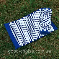 Массажный коврик акупунктурный с валиком, 50х40см, Синий / Игольчатый мат-коврик для массажа спины, шеи и ног