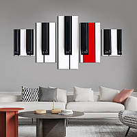 Модульная картина из 5 частей на холсте KIL Art Красная клавиша фортепиано 112x54 см (531-52)