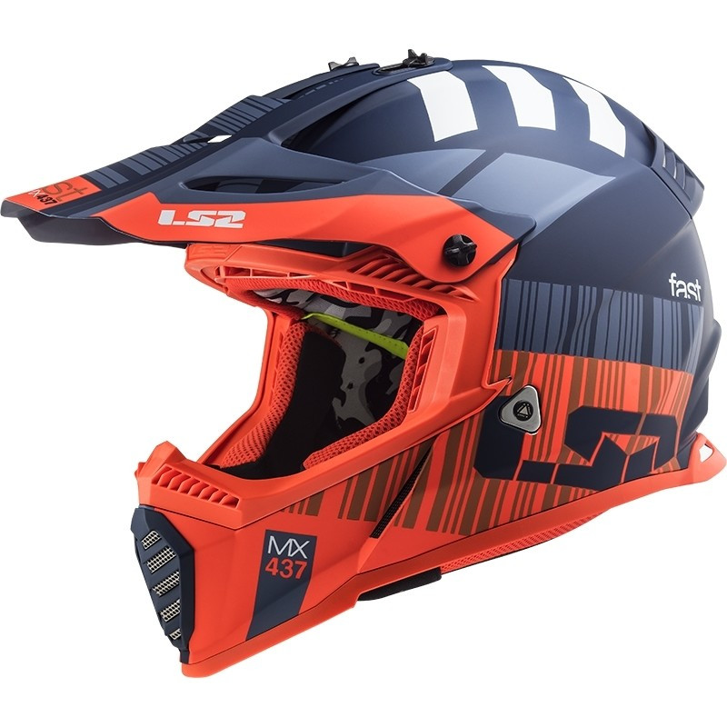 МОТОШОЛОМ ЕНДУРО LS2 MX437 FAST EVO XCODE КОЛІР MATT FLUO ORANGE BLUE