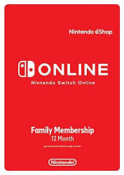 Підписка Nintendo Switch Online, 12 місяців Сімейна Family Membership США USA US (Код)