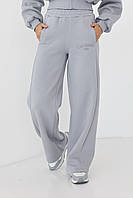 Утепленные трикотажные штаны с карманами - серый цвет, S