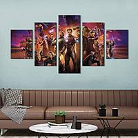 Модульная картина из 5 частей на холсте KIL Art Команда Мстителей против титана Таноса 162x80 см (683-52)