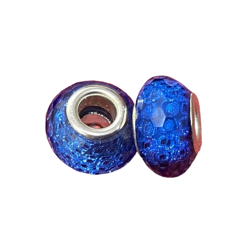 Намистини Finding У стилі пандору смола граненка з точками Синій 14 мм х 8 мм