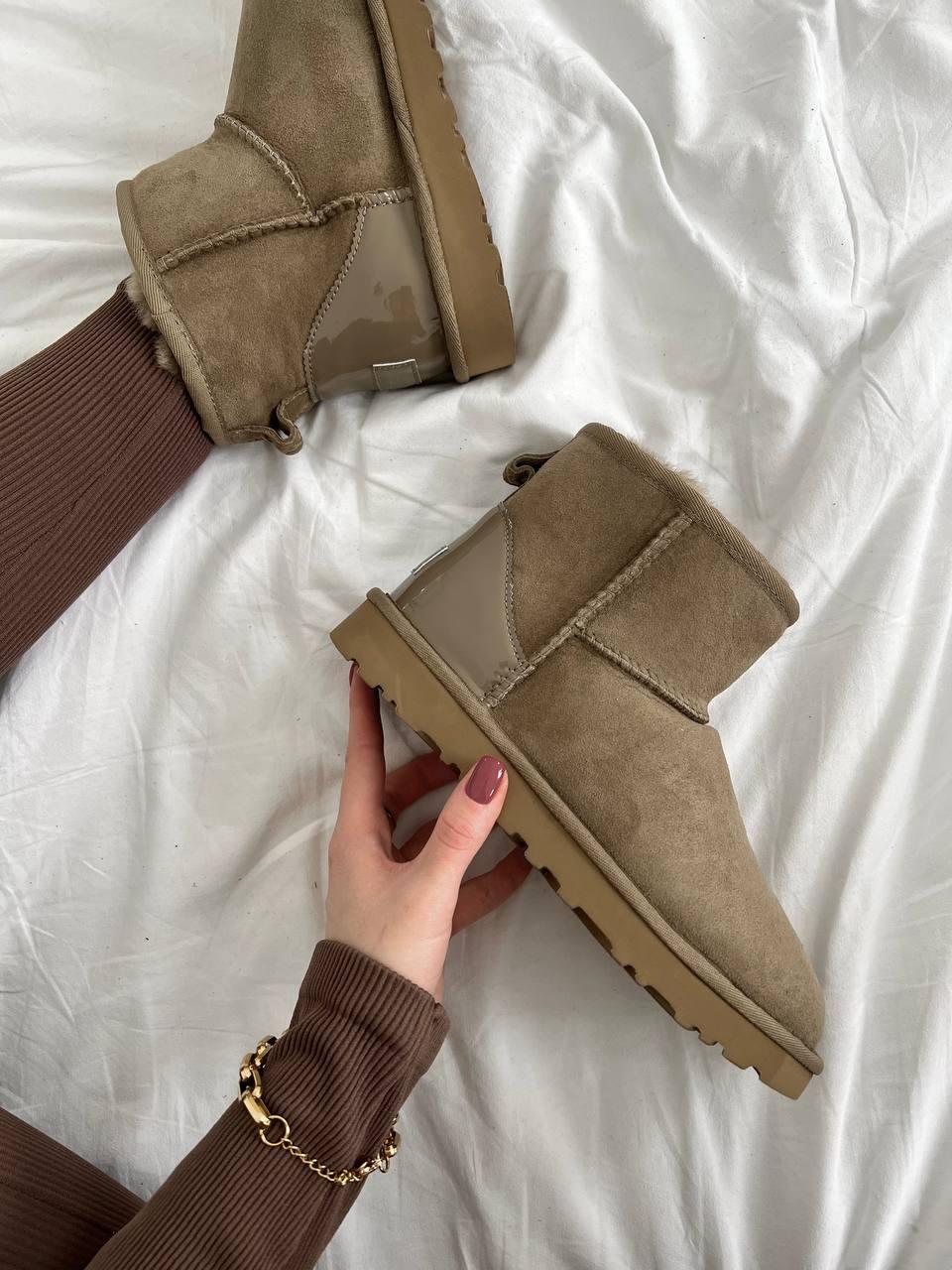 Зимові Жіночі Черевики UGG Mini Brown Metallic Suede / УГГ Міні Металік Суейд Коричневі