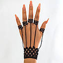 Вінтажні чорні мереживні рукавички браслети кільця на ланцюжку, фото 5