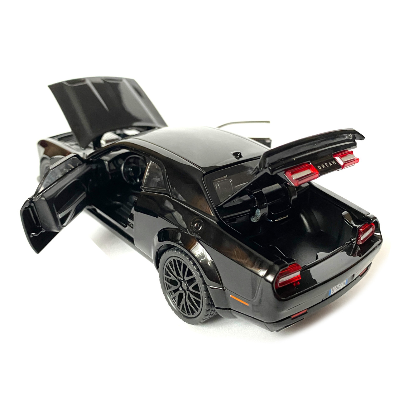 Игрушечная машинка металлическая Dodge Challenger SRT, Додж, черный, звук, свет, инерция, откр двери, - фото 6 - id-p2039435918