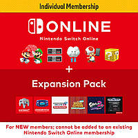 Подписка Nintendo Switch Online, 12 месяцев Индивидуальная Individual Membership + Expansion Pack США US (Код)