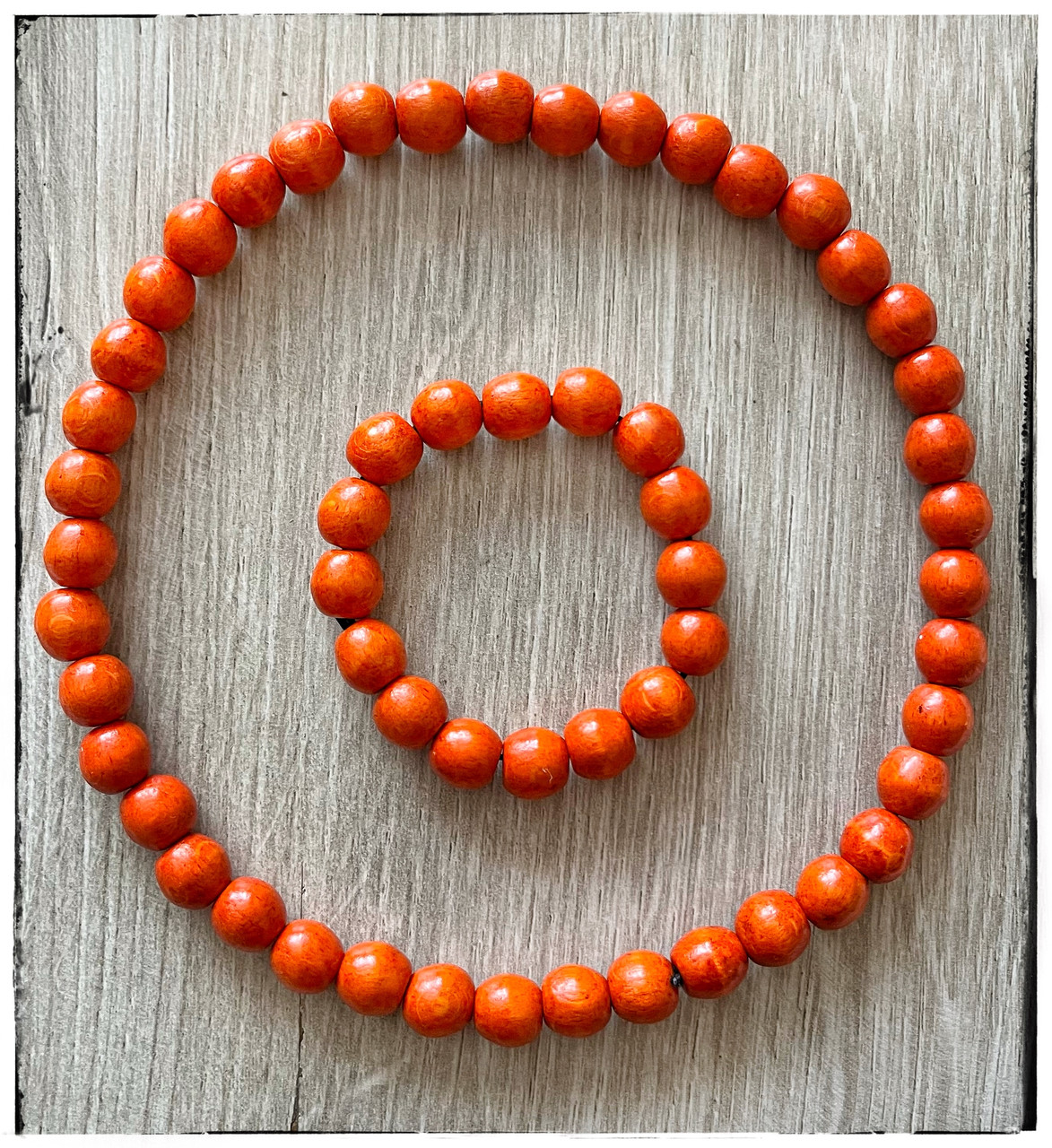 Набір намисто та браслет Вишенька помаранчевий, фото 1