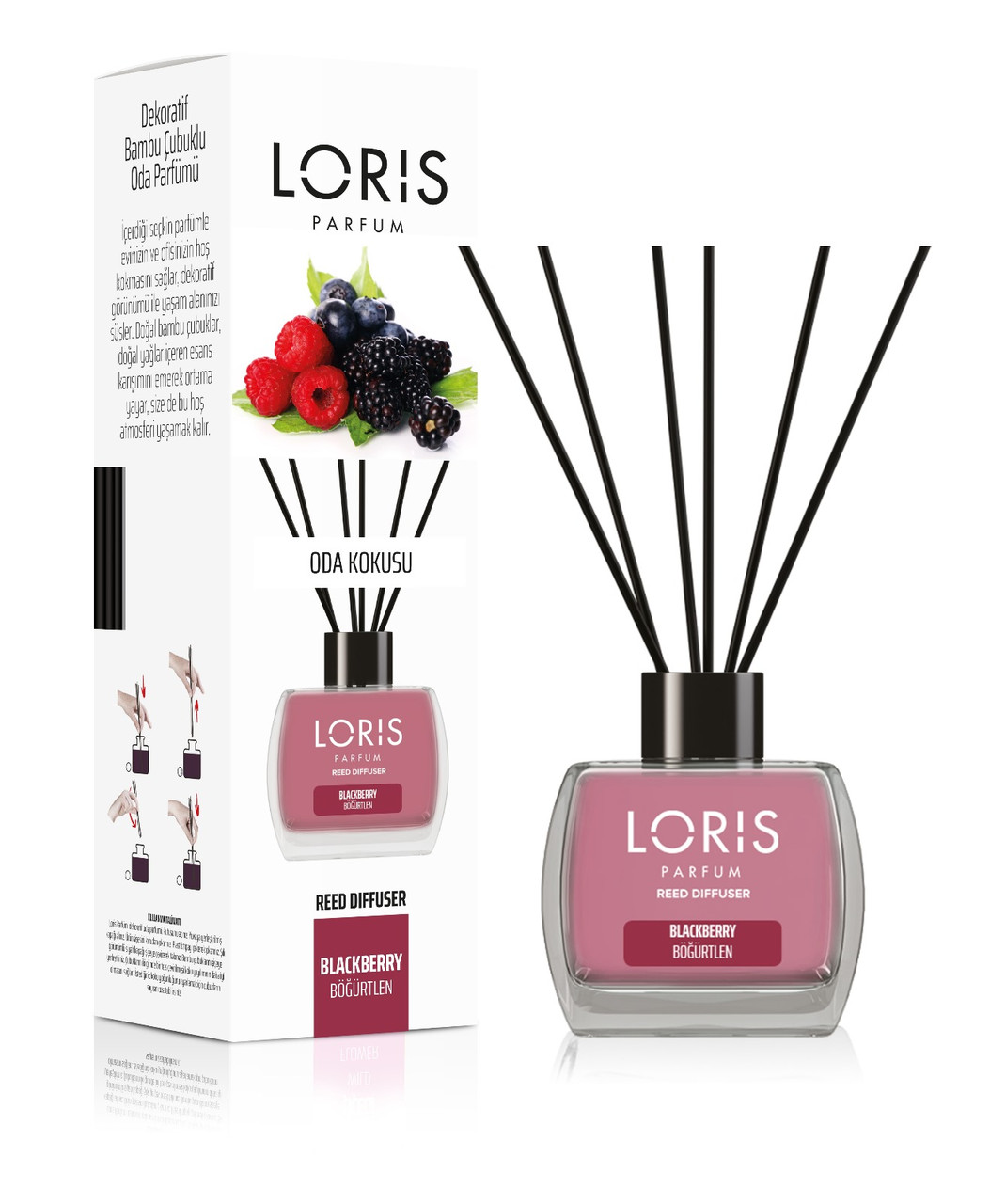 Аромадиффузор Loris parfum Ожина (Reed Diffuser "Blackberry") 120 мл - Фруктовий