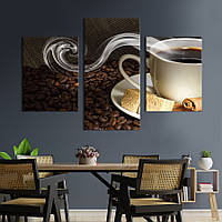 Картина на холсте KIL Art для интерьера в гостиную Кофейный аромат 141x90 см (274-32)
