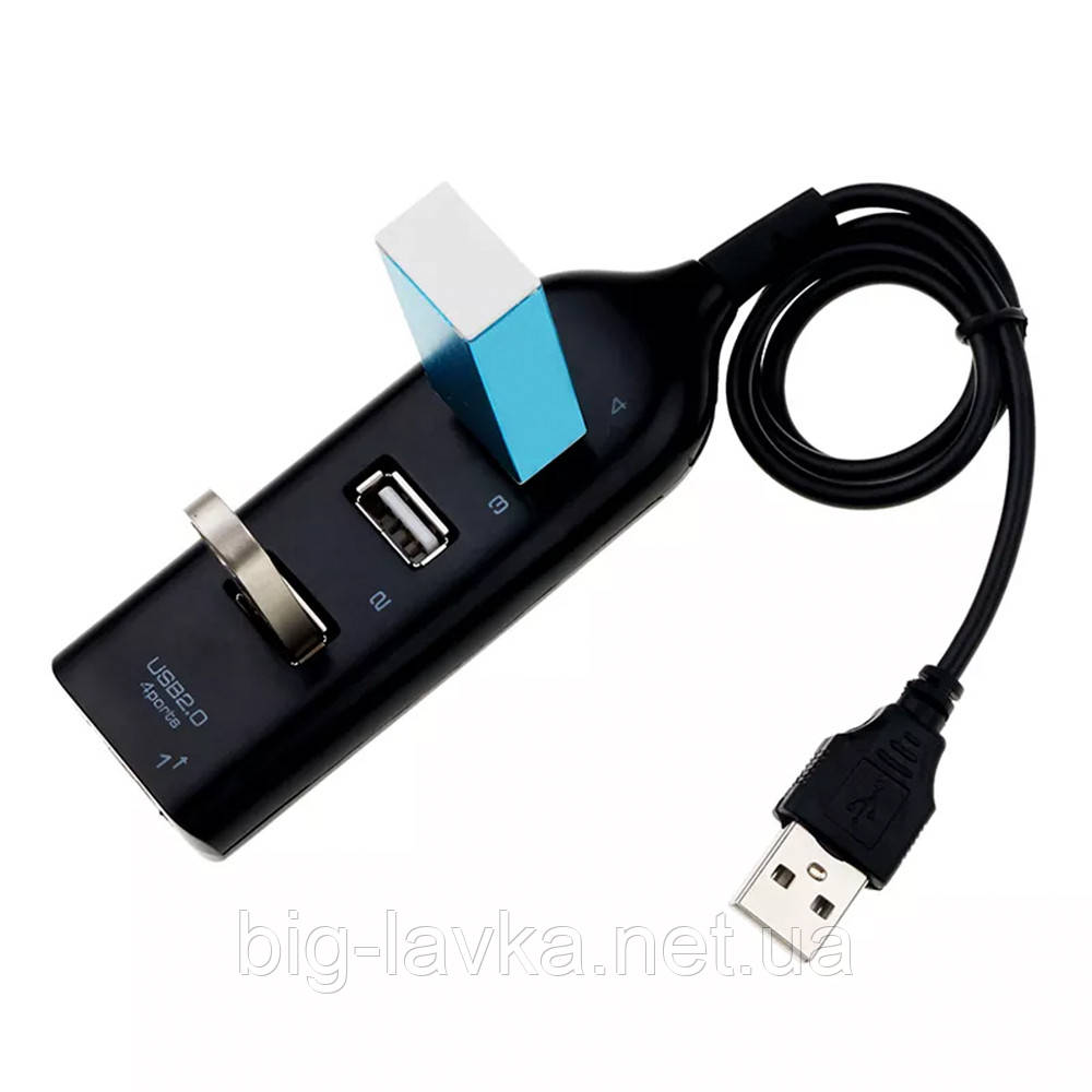 Хаб на 4 порти USB 2.0 розгалужувач HUB  Чорний