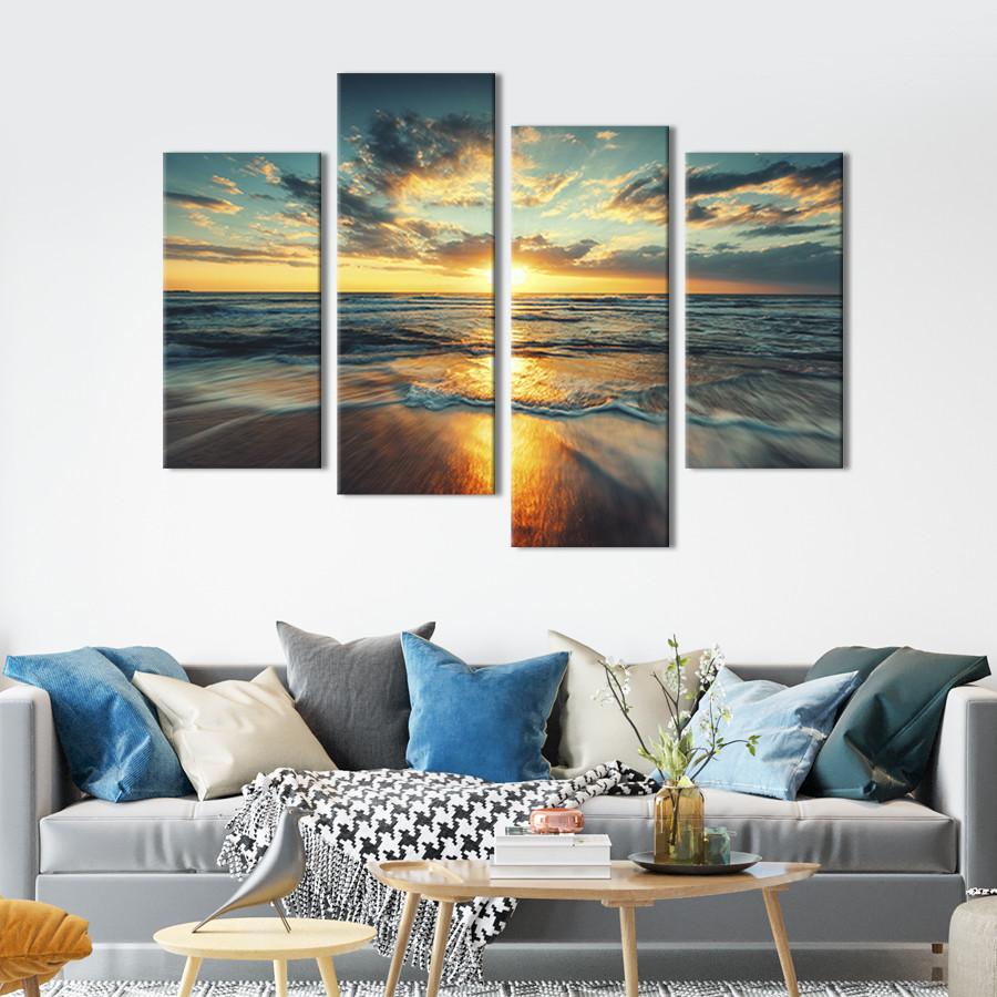 Модульна картина з 4 частин на полотні KIL Art Красивий морський пейзаж 129x90 см (442-42)