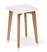 Кухонний табурет невеликий дерев'яний низький з квадратним сидінням Модрен Білий Натуральний Мікс Меблі