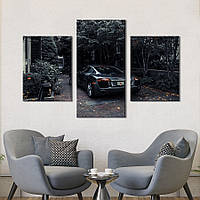 Картина из трех панелей KIL Art триптих Авто Audi R8 на уютной улице 141x90 см (1382-32)