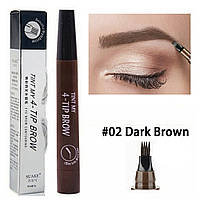 Карандаш для бровей Tint My 4 с эффектом микроблейдинга водостойкий жидкий Dark Brown 5 мл Темно коричневый