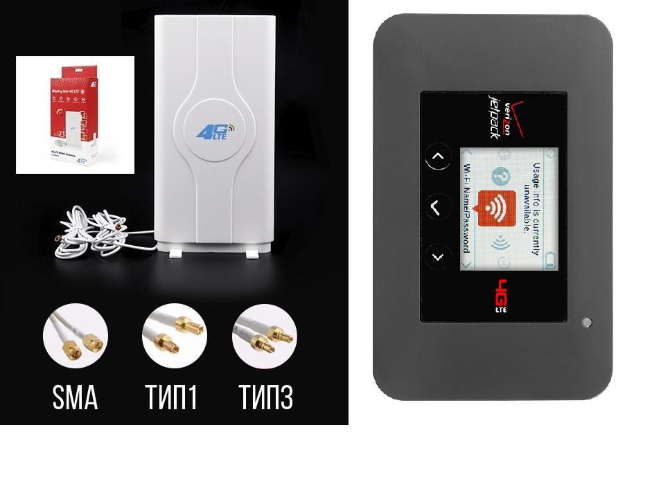 Комплект WiFi роутер 3G 4G модем Netgear AC791L 791L з панельною антеною MIMO 9 дБі, фото 1