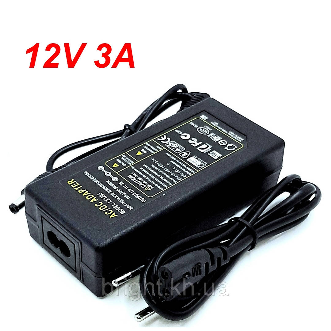 Блок живлення 12V 3A, штекер 5.5х2.5 Lian Xing LX1203