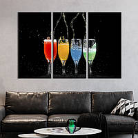 Модульная картина триптих на холсте KIL Art Алкогольные коктейли 156x100 см (310-31)