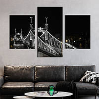 Картина на холсте KIL Art для интерьера в гостиную Мост Свободы через реку Дунай в Будапеште 141x90 см
