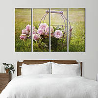Картина на холсте KIL Art Букет розовых роз в корзине 209x133 см (986-41)