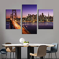 Картина на холсте KIL Art для интерьера в гостиную Панорамный вид с моста на Сан-Франциско 141x90 см (334-32)