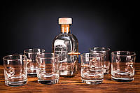 Набор 6 стаканов для виски и графин с пулей, набор для виски с пулей, стаканы с пулей