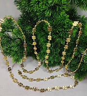 Новогодний декор" золотой доллар на нитке 1.95м"елочный декор