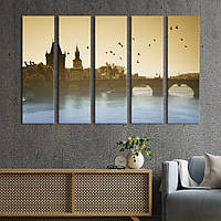 Модульная картина из 5 частей на холсте KIL Art Красивый Карлов мост в Праге 155x95 см (317-51)