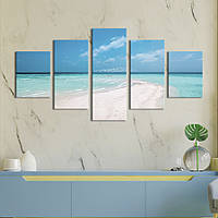 Модульная картина из 5 частей на холсте KIL Art Красивый голубой морской пейзаж 112x54 см (460-52)