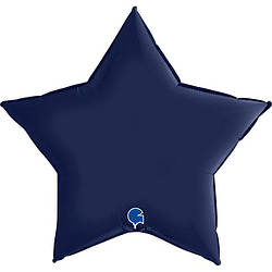 Фольгована зірка "Satin Blue Navy сатин неві" 90 см (з гелієм)