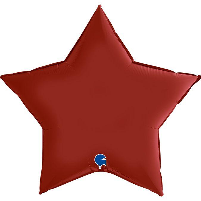 Фольгована зірка "Satin Rubin Red сатин рубін червоний" 90 см (з гелієм)