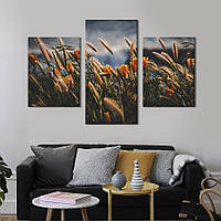 Картина из трех панелей KIL Art триптих Маки среди полевых трав 141x90 см (957-32)