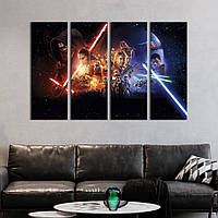 Модульная картина из 4 частей на холсте KIL Art Постер фильма Звёздные войны: Пробуждение силы 149x93 см