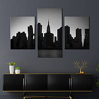 Картина на холсте KIL Art для интерьера в гостиную Красивый силуэт Нью-Йорка 141x90 см (388-32)