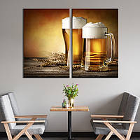 Картина на холсте для интерьера KIL Art диптих Хмельное пиво 165x122 см (286-2)