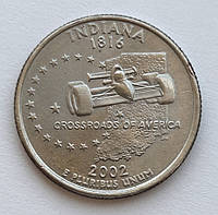 США 25 центов (квотер) 2002, Штаты и территории: Индиана. UNC