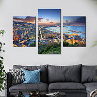 Картина на холсте KIL Art для интерьера в гостиную Панорамный вид на Неаполь 141x90 см (398-32)