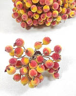 Искусственные засахаренные ягоды для декора красно-желтые d=1,2см (1 упаковка - 40 ягодок)